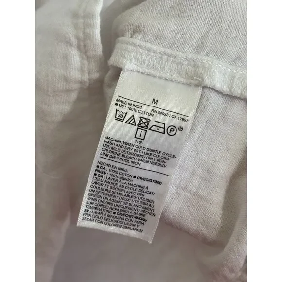 Old Navy White Cotton Dress Cottagecore Peasant Boho Mini Flowy M - Picture 6 of 8